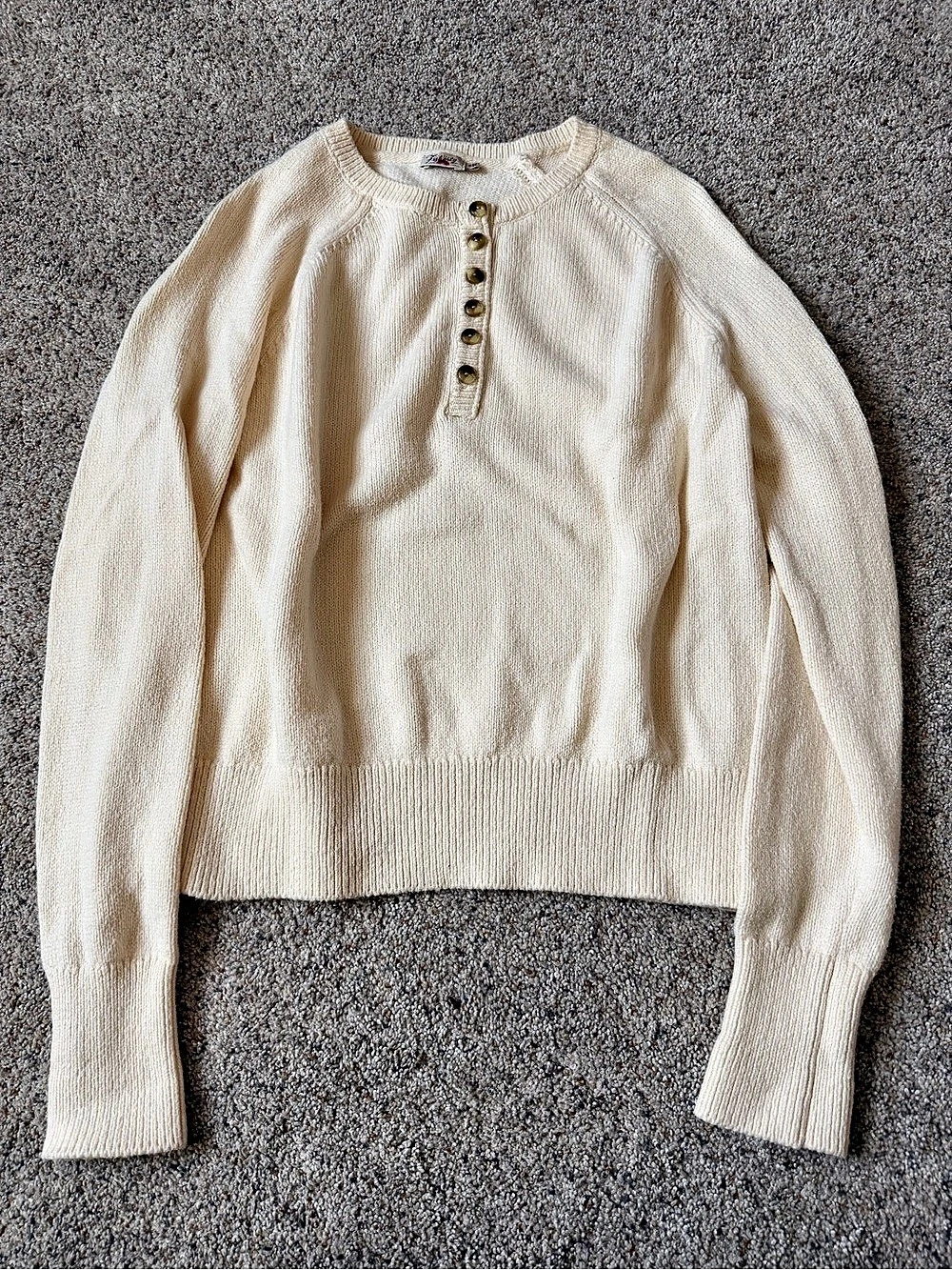 Faherty Cream Henley Sweater Size Small Like New